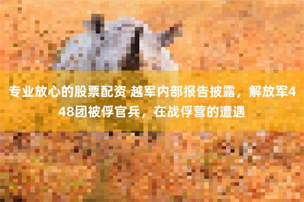 专业放心的股票配资 越军内部报告披露，解放军448团被俘官兵，在战俘营的遭遇