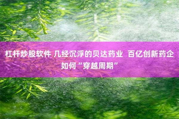 杠杆炒股软件 几经沉浮的贝达药业  百亿创新药企如何“穿越周期”